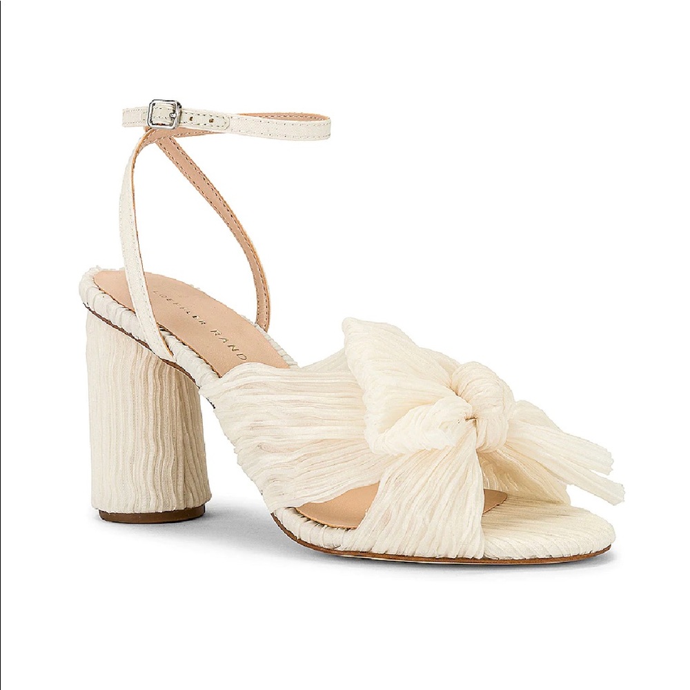 Loeffler Randall Camellia Pleated Bow Heel with Ankle Strap, size 10.5